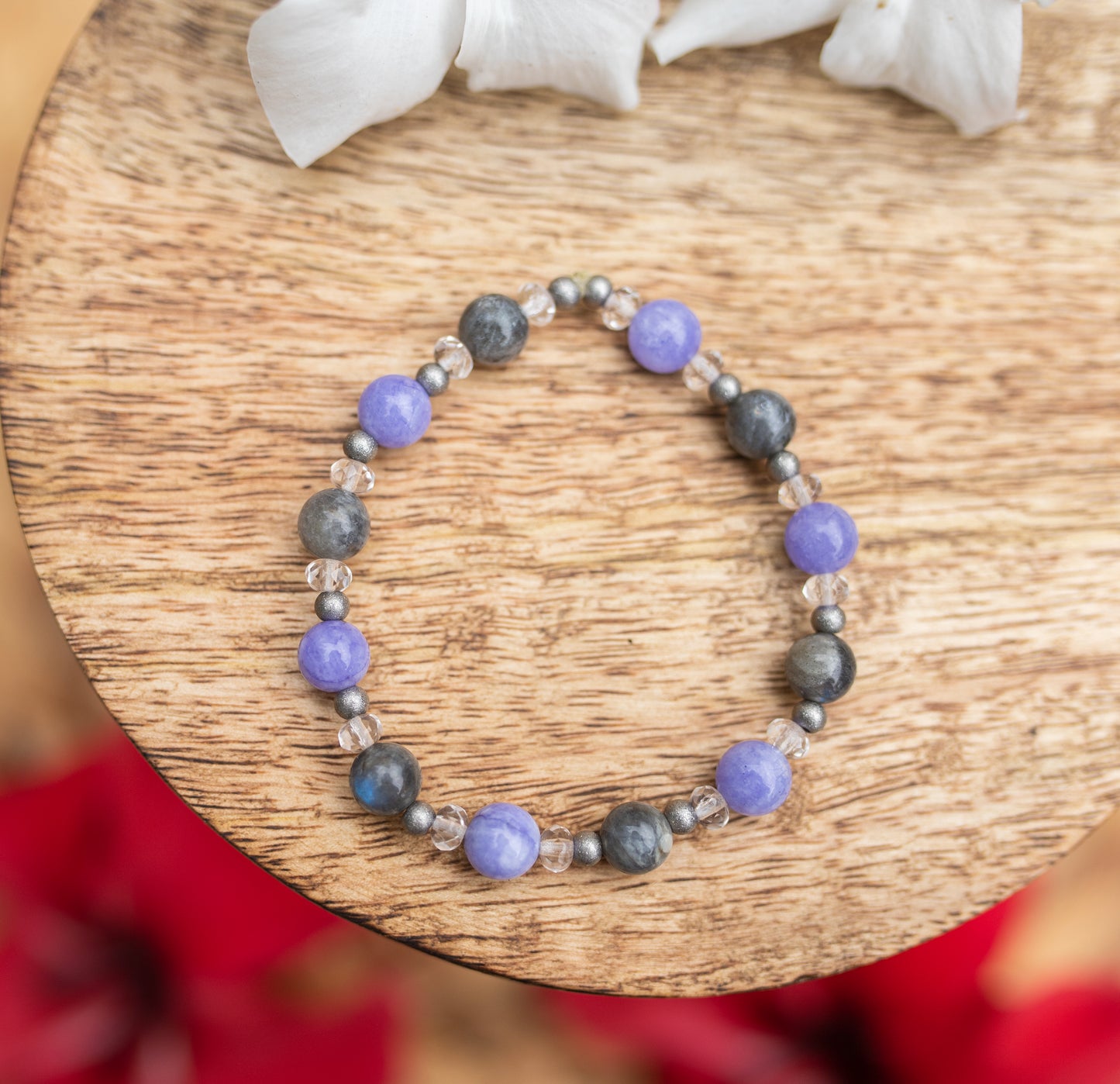 bracelet labradorite jade lavande fait main - caurisandco