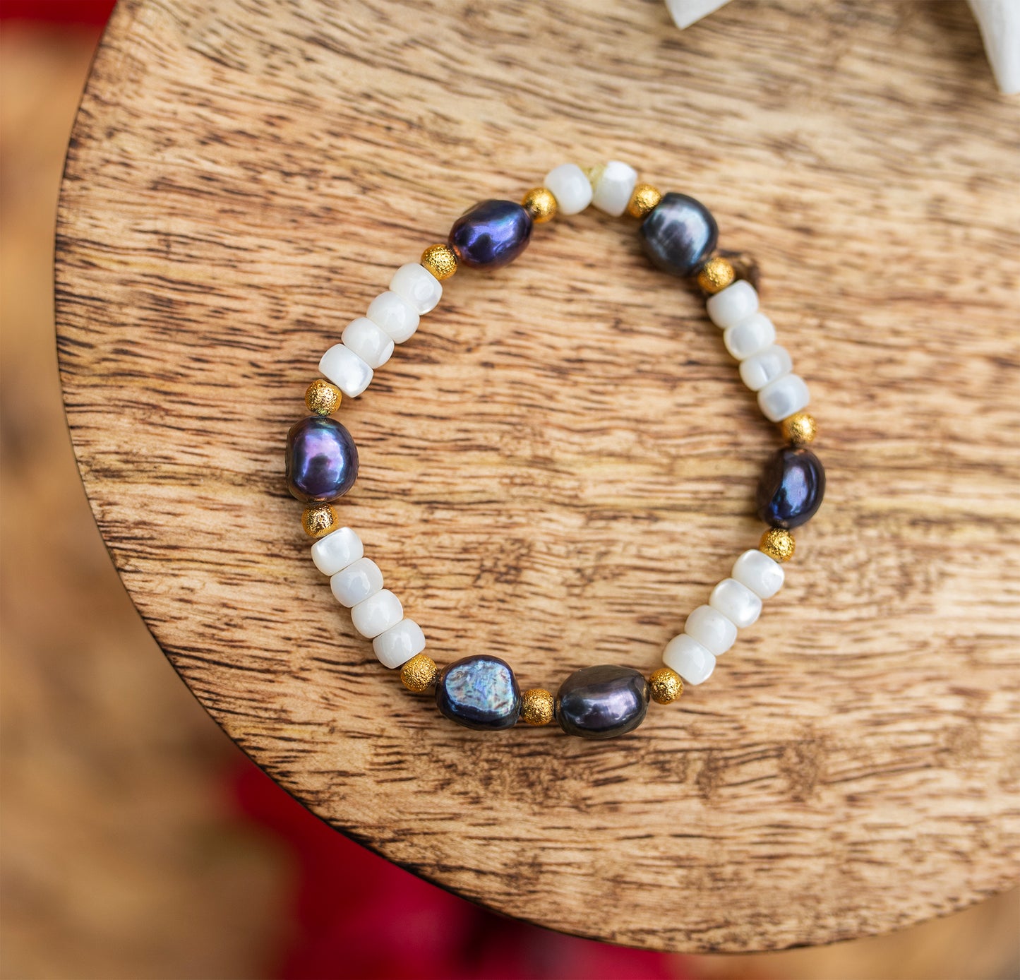bracelet nacre et abalone fait main piece unique - caurisandco