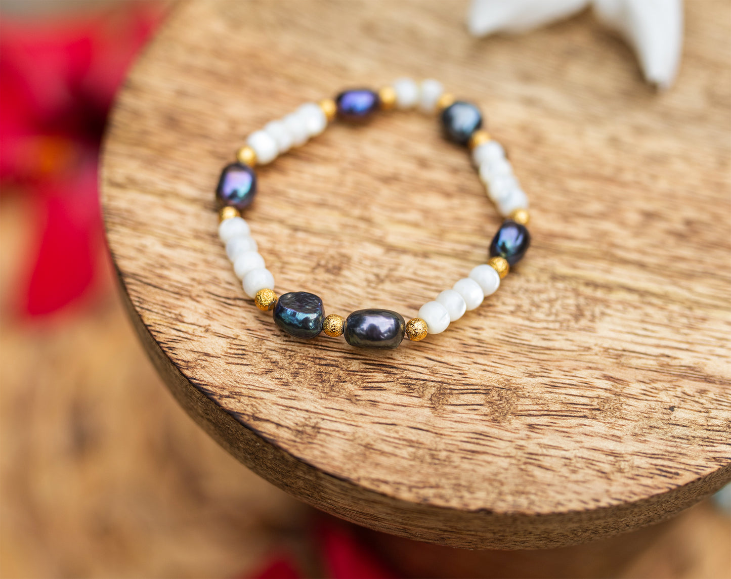 bracelet nacre et abalone fait main piece unique - caurisandco