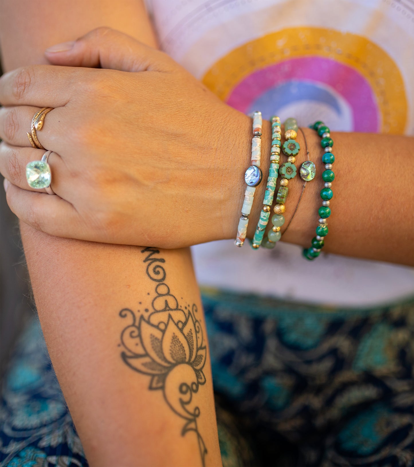 bracelet chrysocolle acier inox fait main piece unique - caurisandco