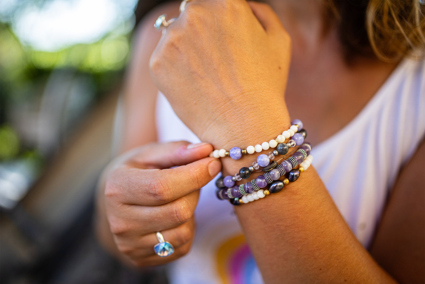 bracelet nacre et abalone fait main piece unique - caurisandco