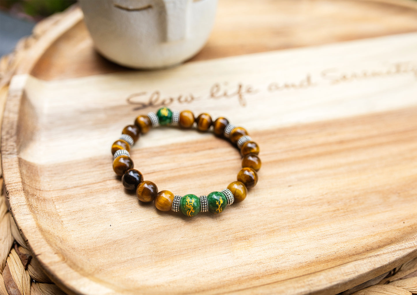 bracelet oeil de tigre fait main piece unique - caurisandco