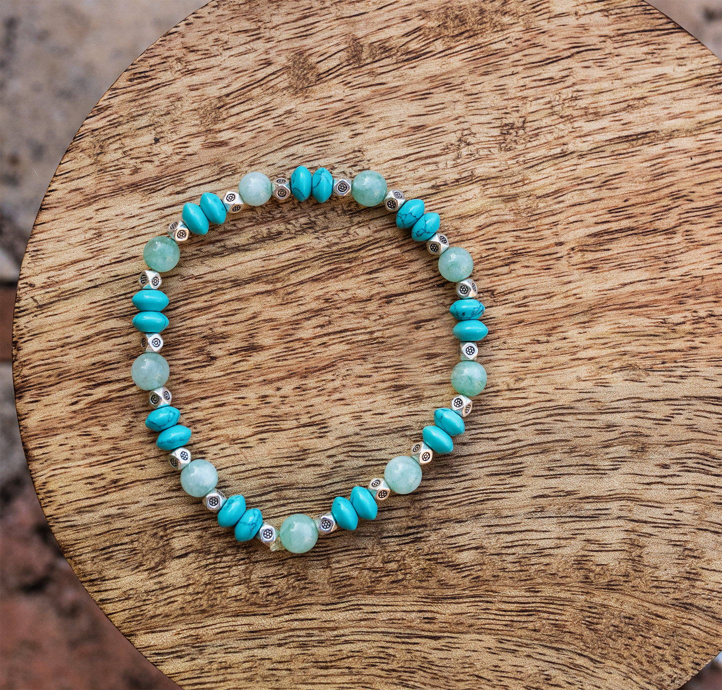 bracelet howlite turquoise et aventurine fait main piece unique - caurisandco