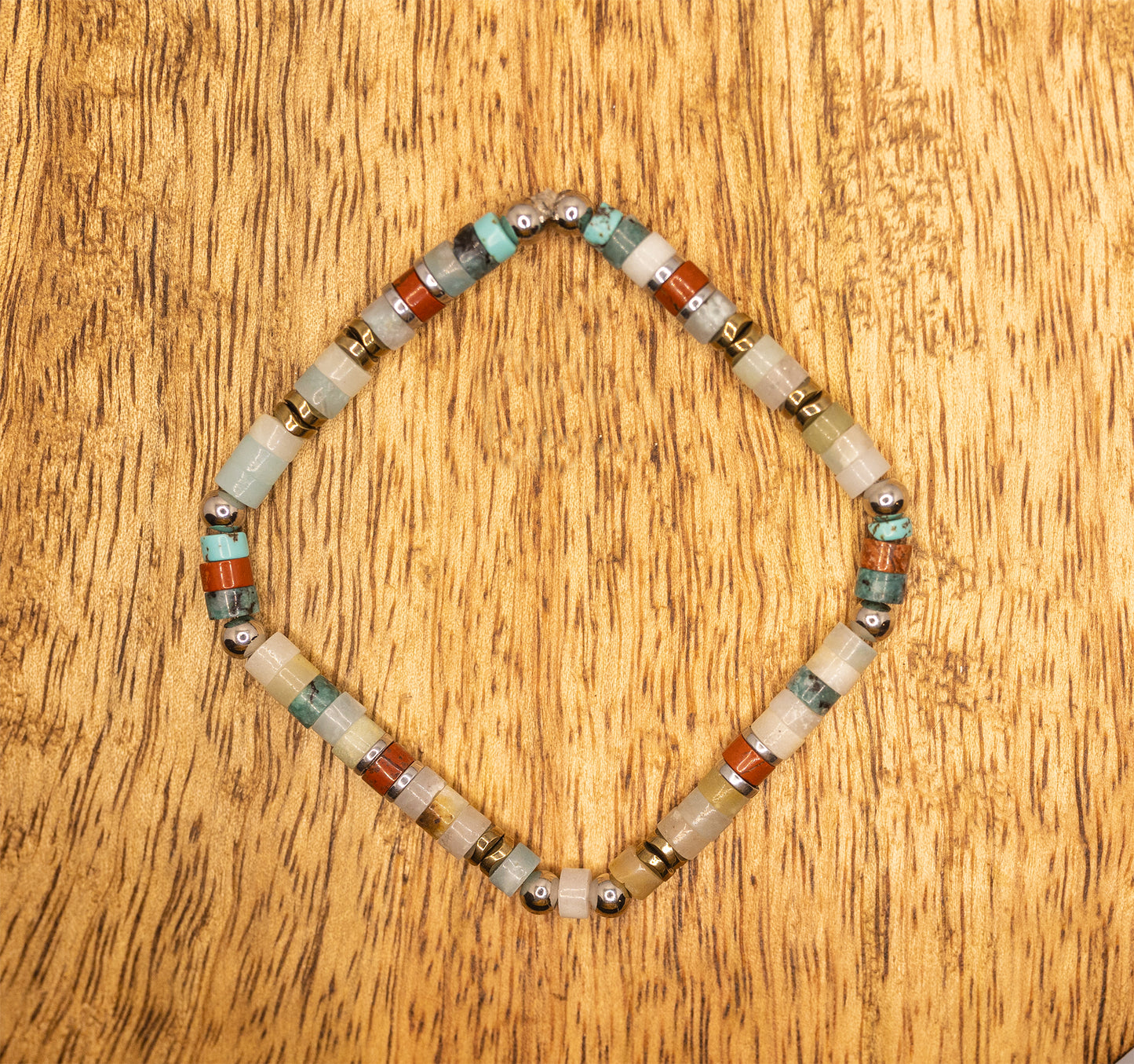 bracelet heishi amazonite agate fait main - caurisandco