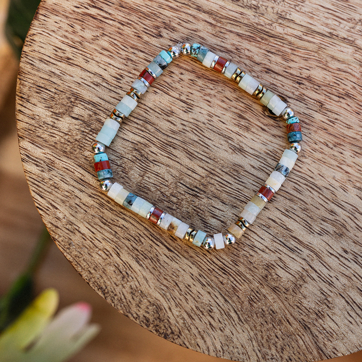 bracelet heishi amazonite agate fait main - caurisandco