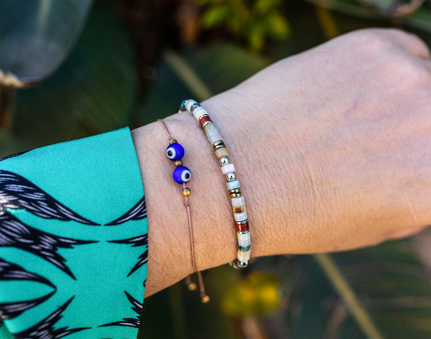 bracelet heishi amazonite agate fait main - caurisandco