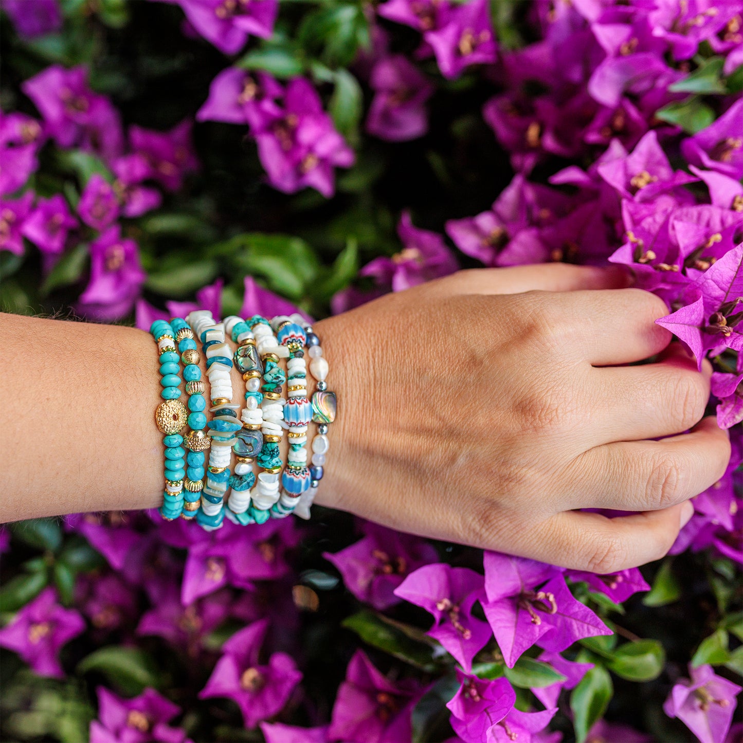 Bracelet perle 4 mm abalone et pierre de lune - caurisandco