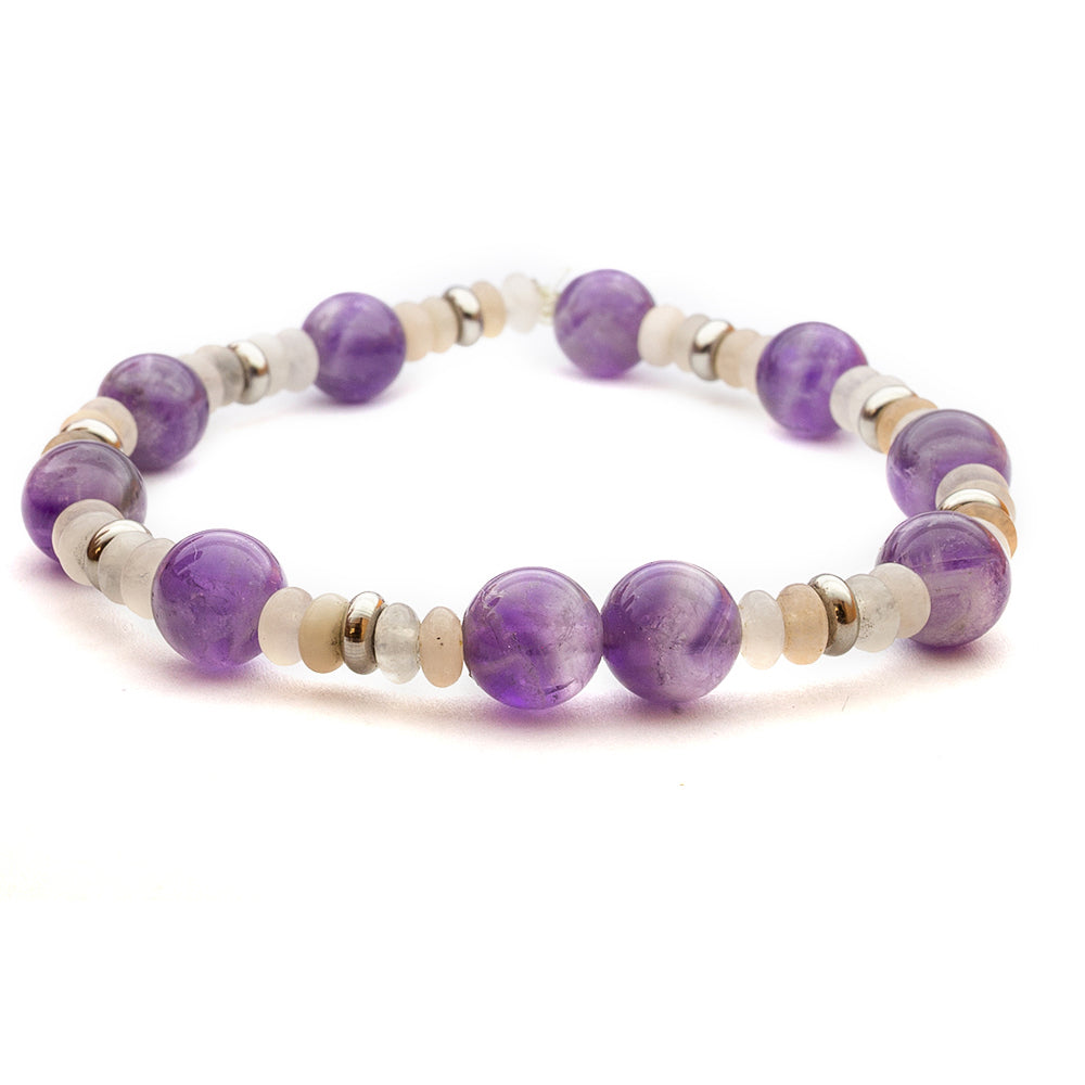bracelet améthyste quartz rose fait main - caurisandco