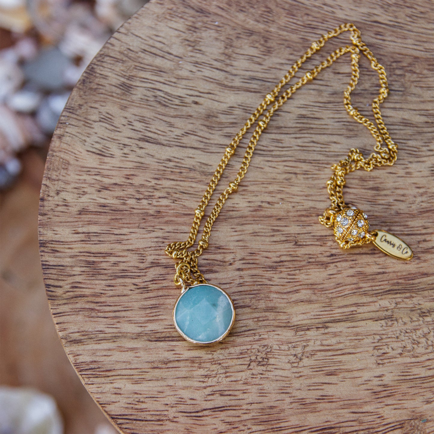 Chaine en acier inoxydable doré et pendentif amazonite - caurisandco
