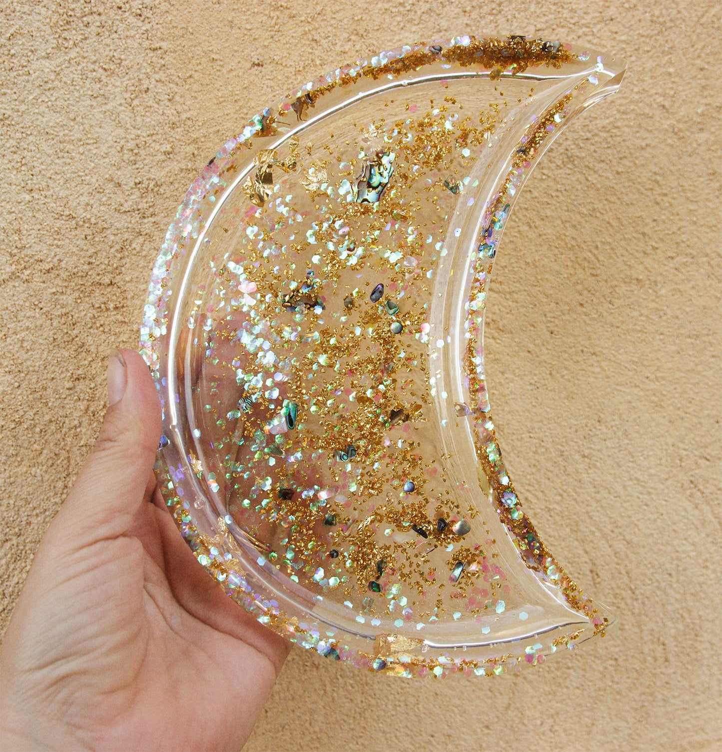 Grande coupelle en résine forme de lune taille L (20*12cm) - caurisandco