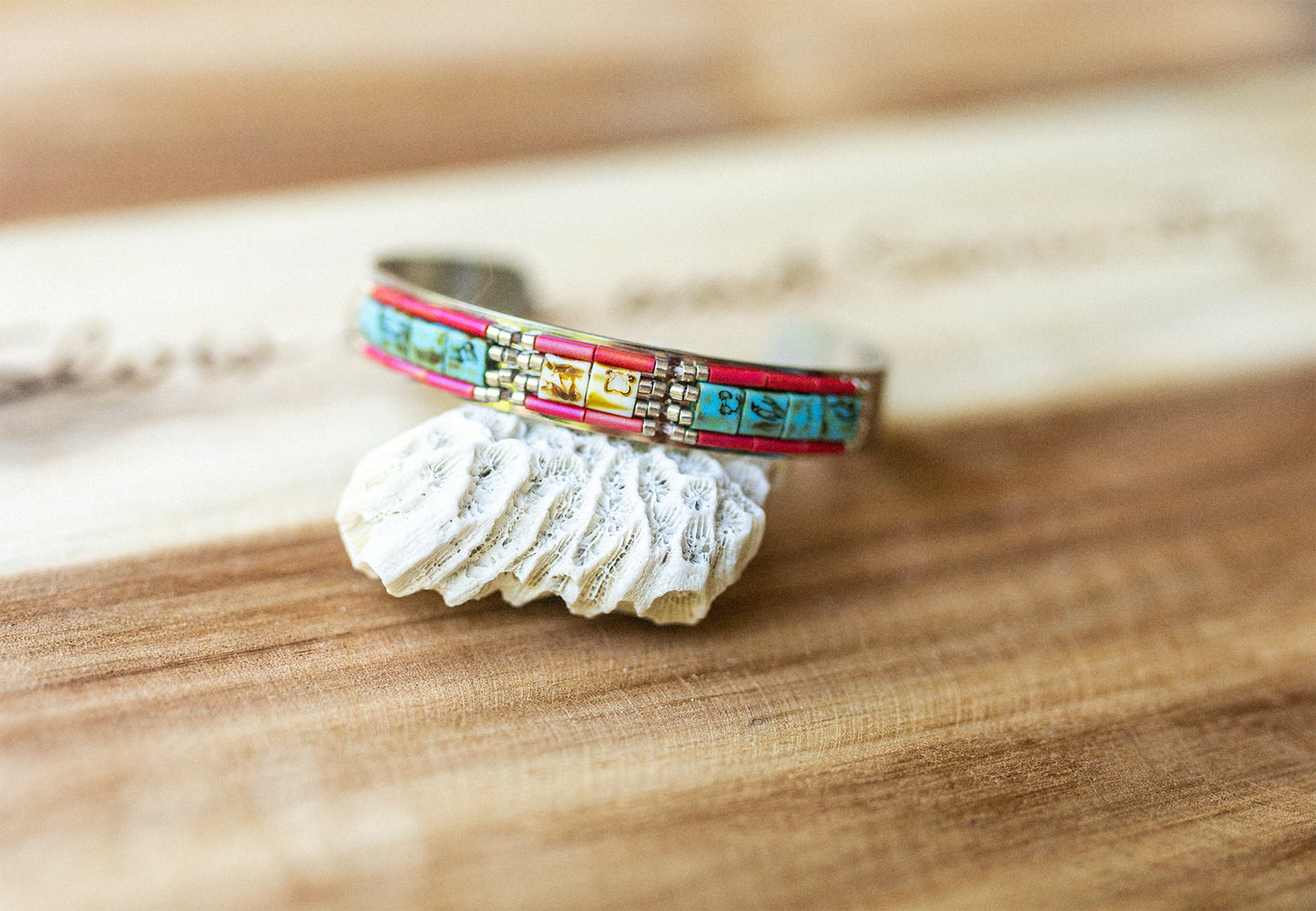 bracelet acier inox et perles miyuki fait main - caurisandco