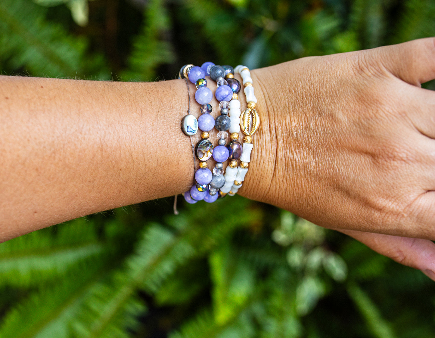 bracelet nacre et abalone fait main piece unique - caurisandco