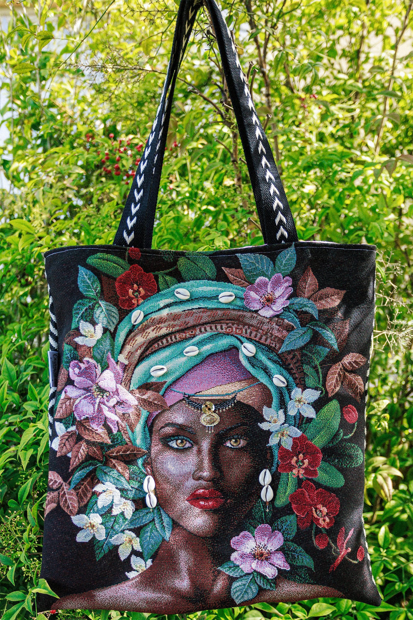 Sac tote bag femme ethnique 45*45 cm doublure batik PIECE UNIQUE - caurisandco