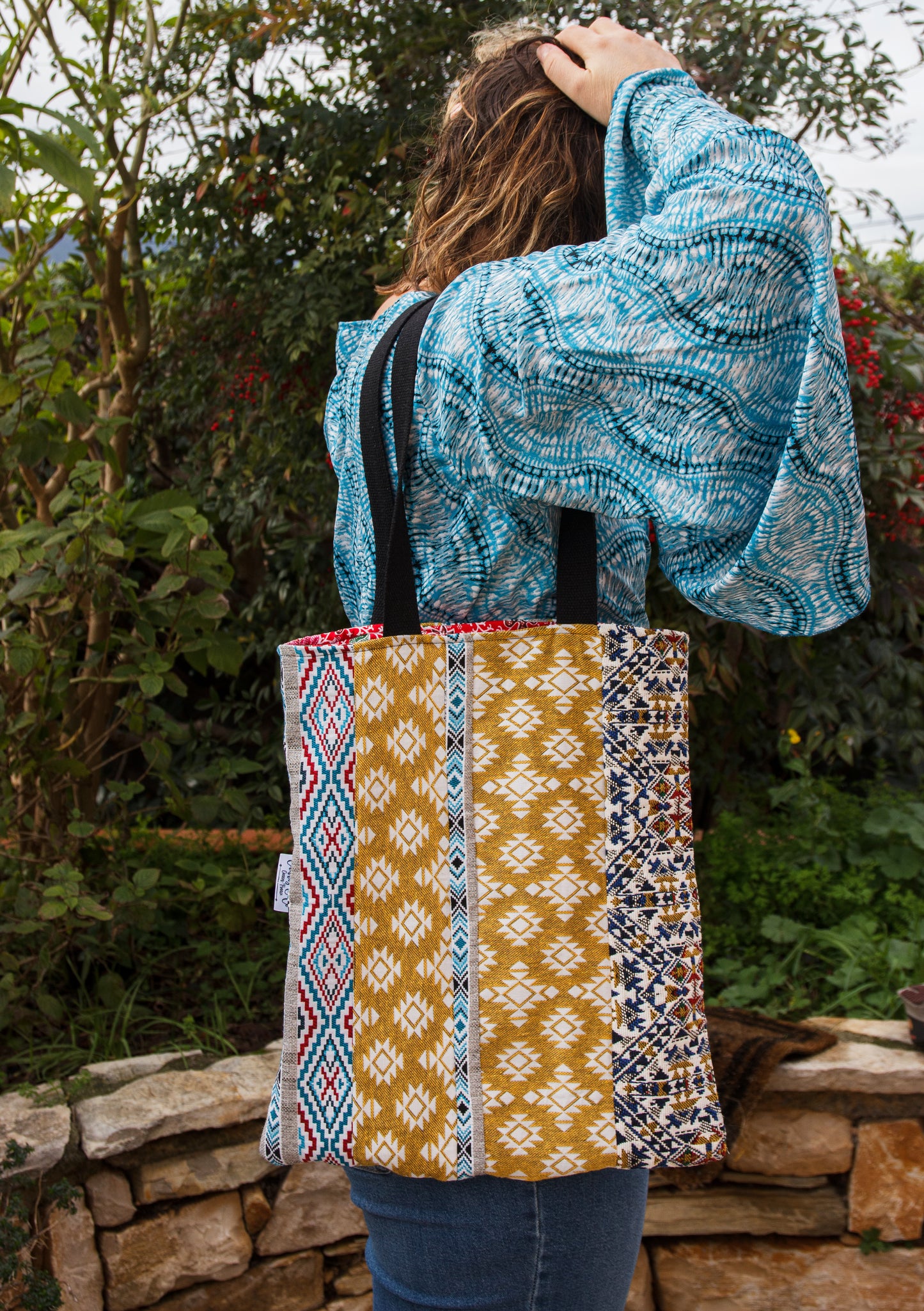 Tote bag patchwork aztec en jacquard 40*45 cm