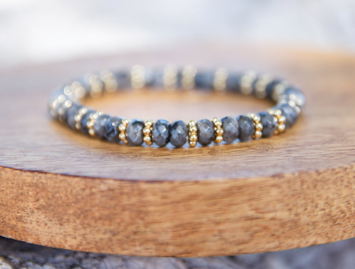 Bracelet Femme Labradorite Facettée Rondelle 6mm