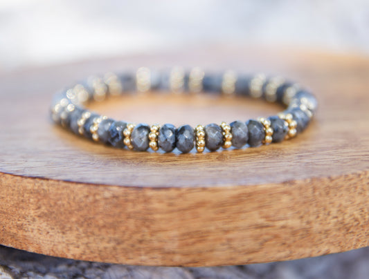Bracelet Femme Labradorite Facettée Rondelle 6mm