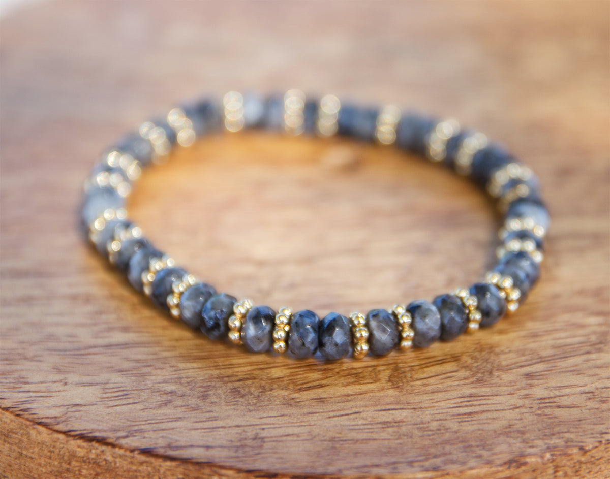 Bracelet Femme Labradorite Facettée Rondelle 6mm