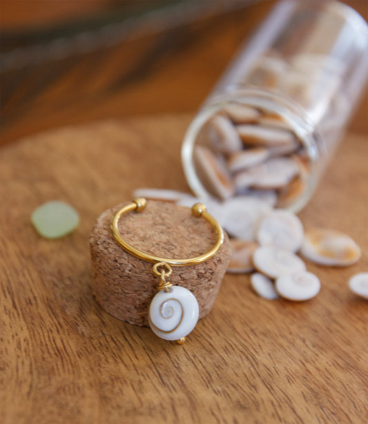 Bague oeil de sainte Lucie pendentif 10mm - caurisandco