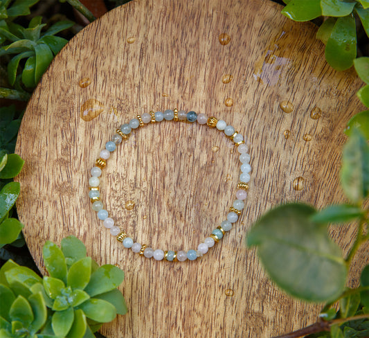 Bracelet perle femme morganite 4mm