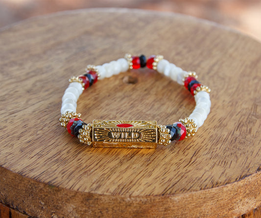 Bracelet femme talisman WILD en nacre, fait main - caurisandco