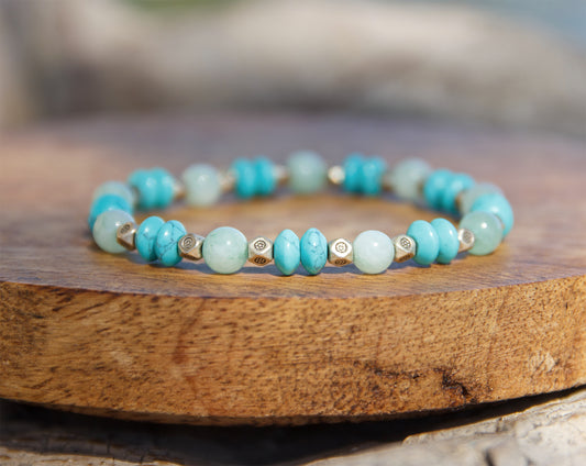 Bracelet Femme Howlite Turquoise & Aventurine 6mm