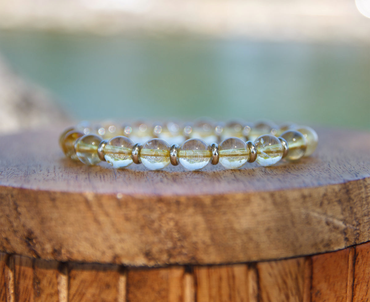 Bracelet Femme Perles Citrine 8mm  Fait Main