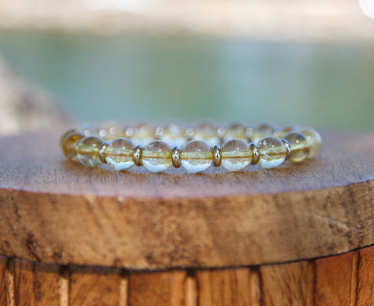 Bracelet Femme Perles Citrine 8mm  Fait Main