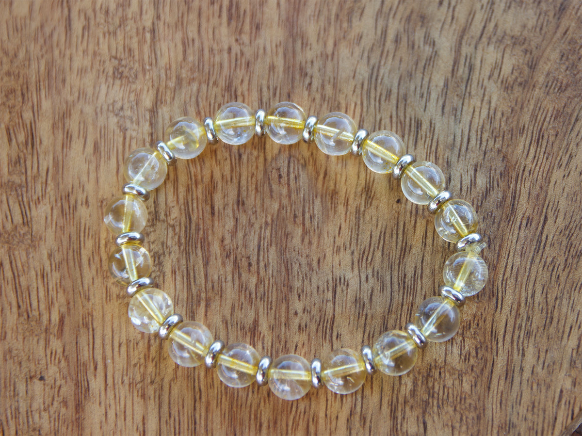Bracelet Femme Perles Citrine 8mm  Fait Main