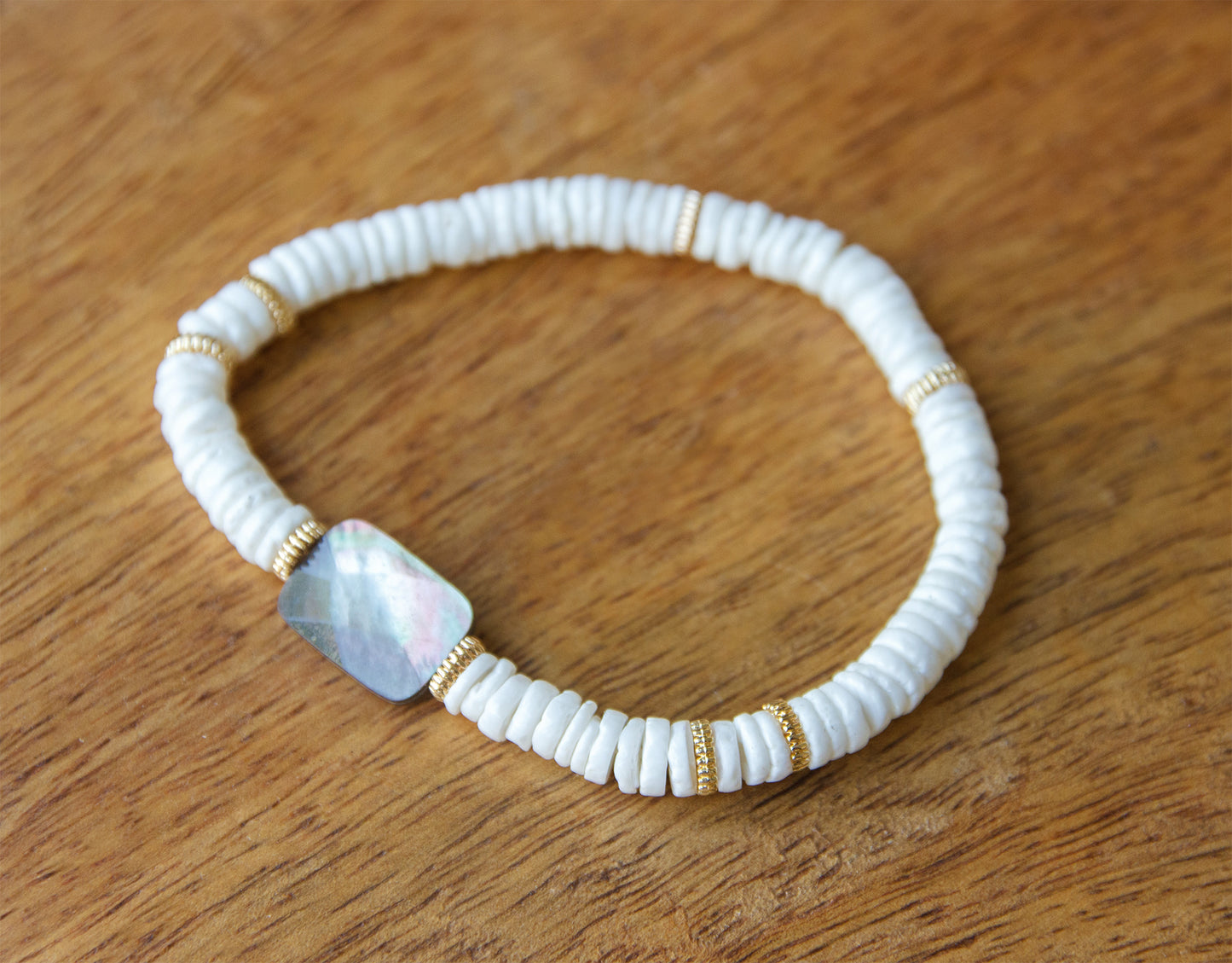 Bracelet Heishi Coquillage et nacre rectangulaire