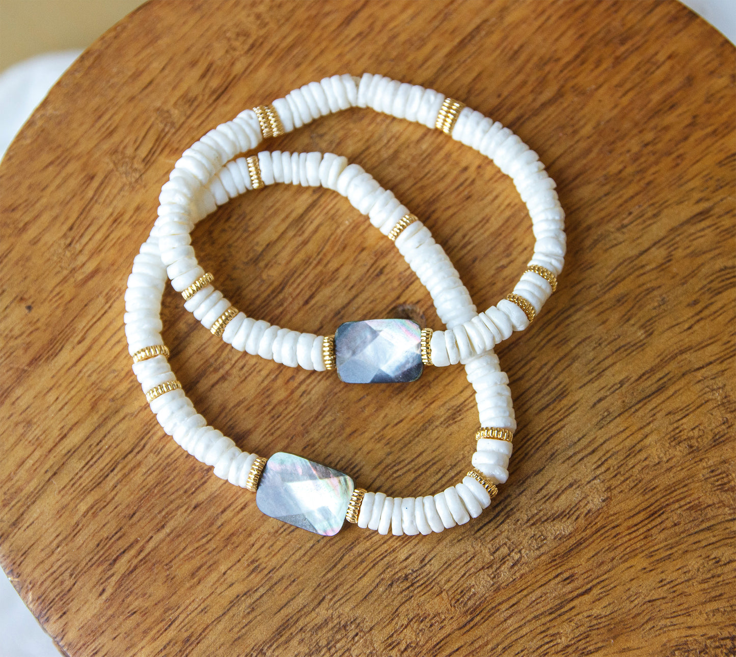 Bracelet Heishi Coquillage et nacre rectangulaire