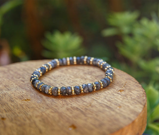 bracelet femme en labradorite facettée rondelle 6 mm