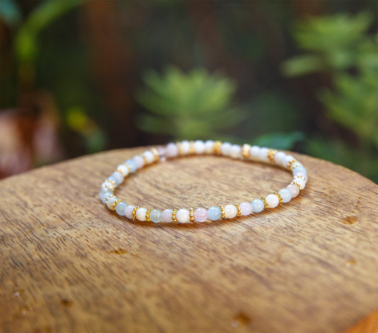 Bracelet perle femme nacre morganite 4mm