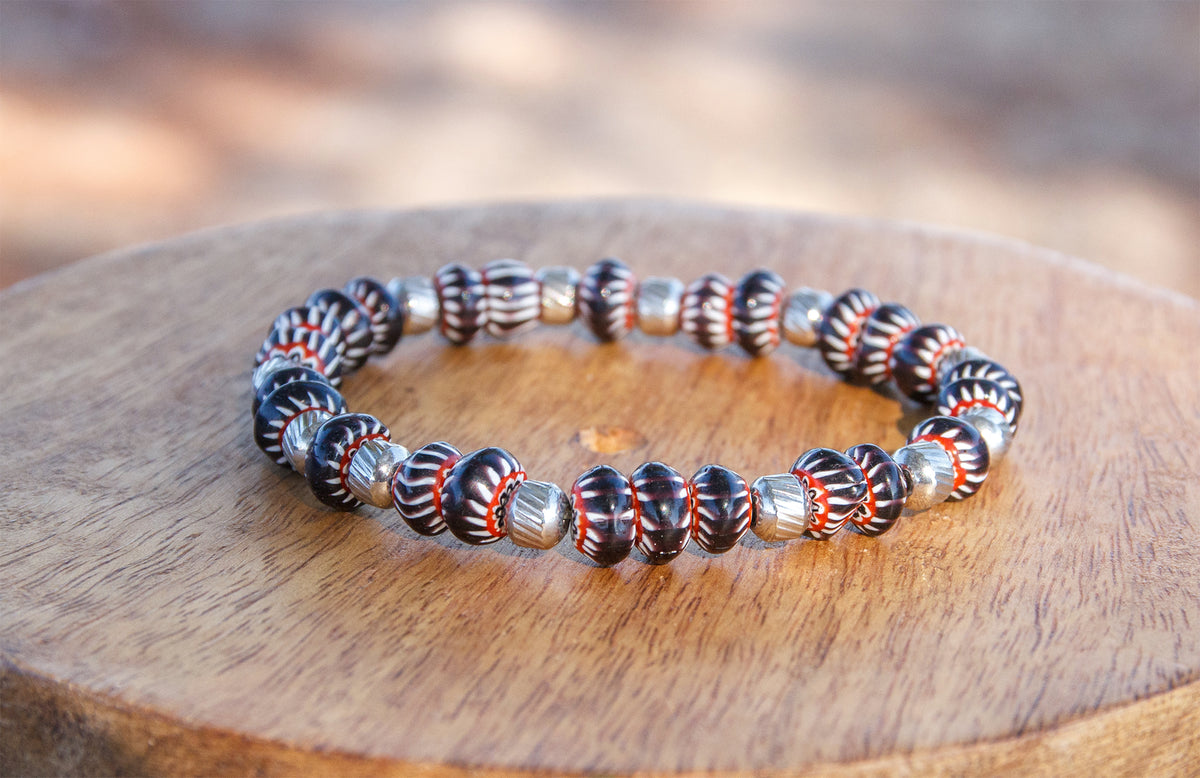 Bracelet homme perle Chevron Marron