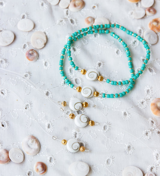 Bracelet perle femme oeil de sainte lucie turquoise