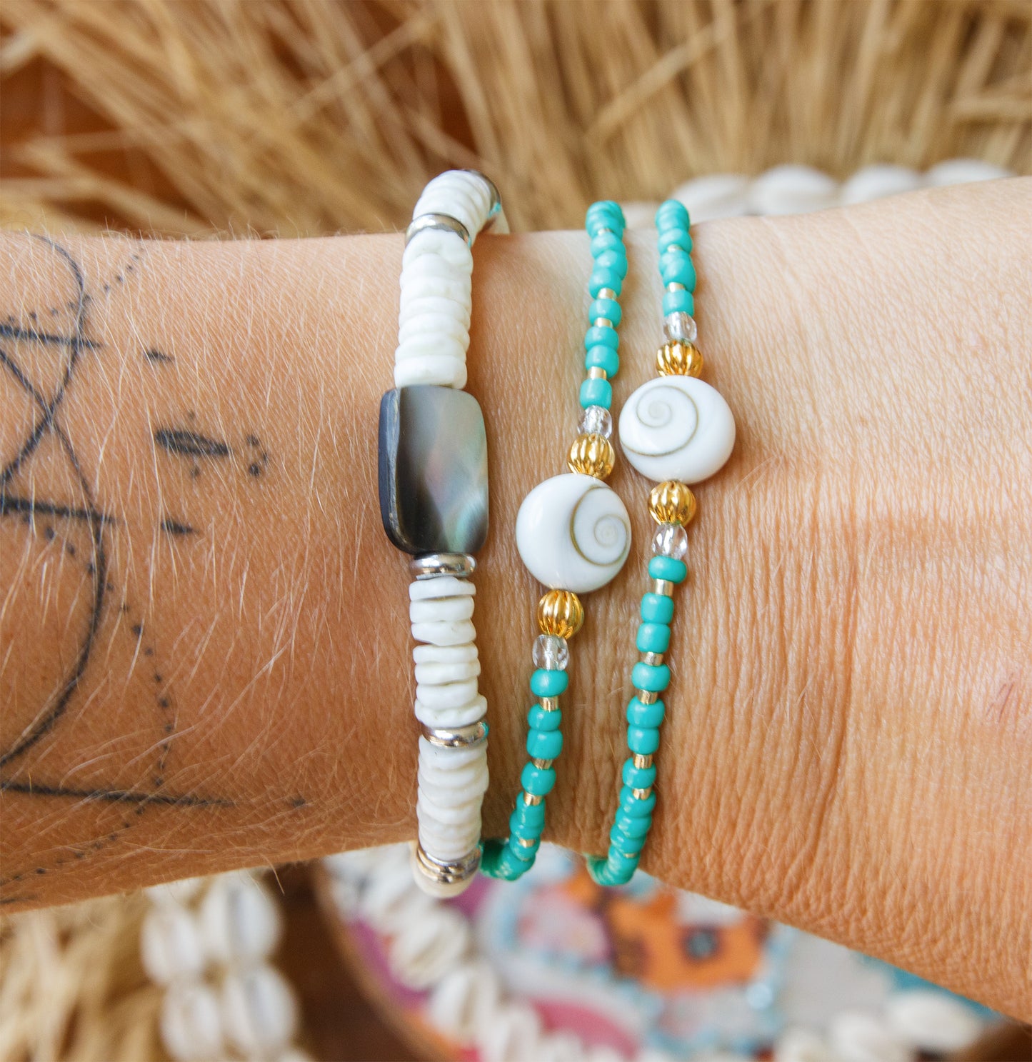 Bracelet perle femme oeil de sainte lucie turquoise