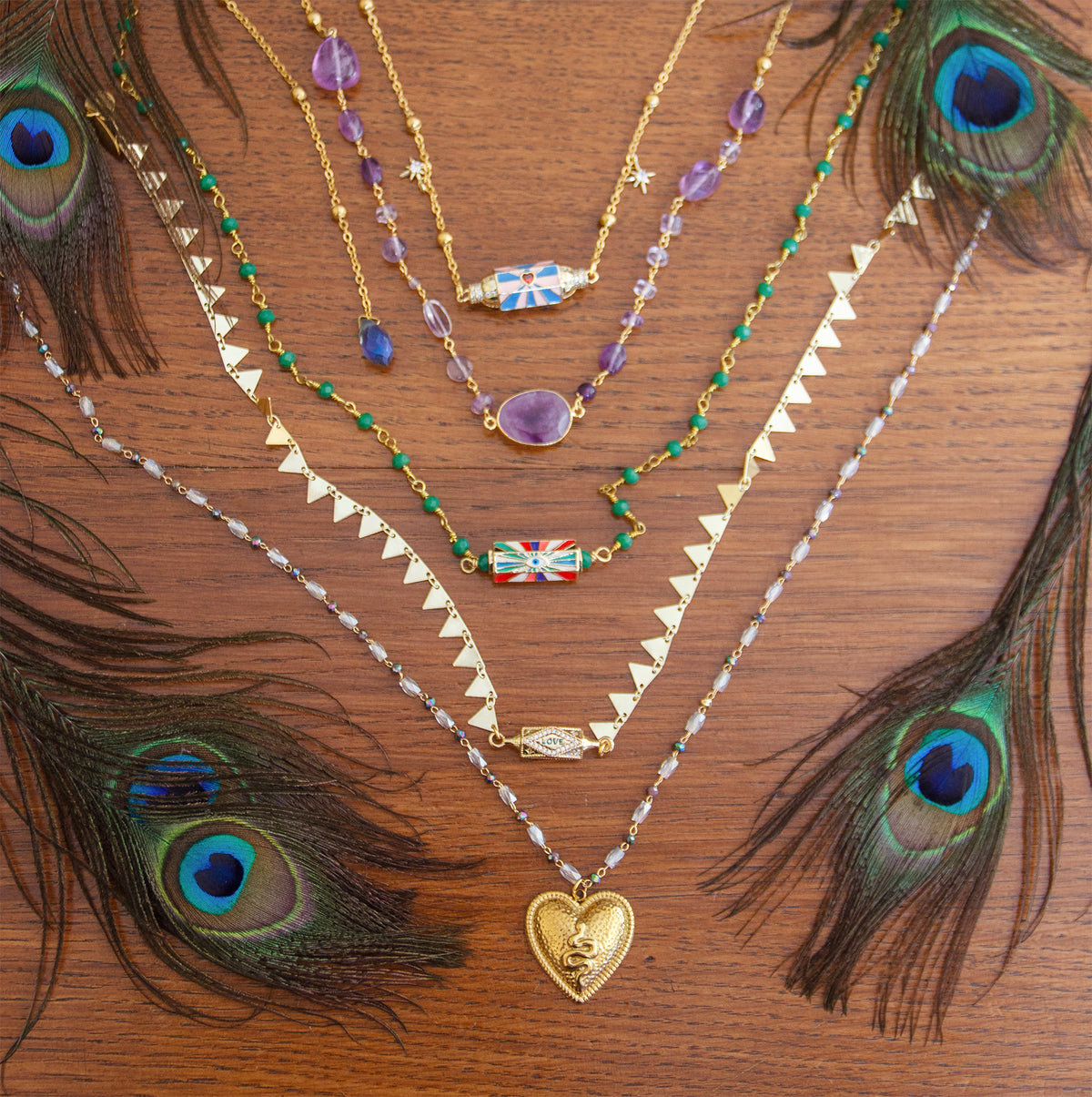collier femme talisman perle love et etoile - caurisandco
