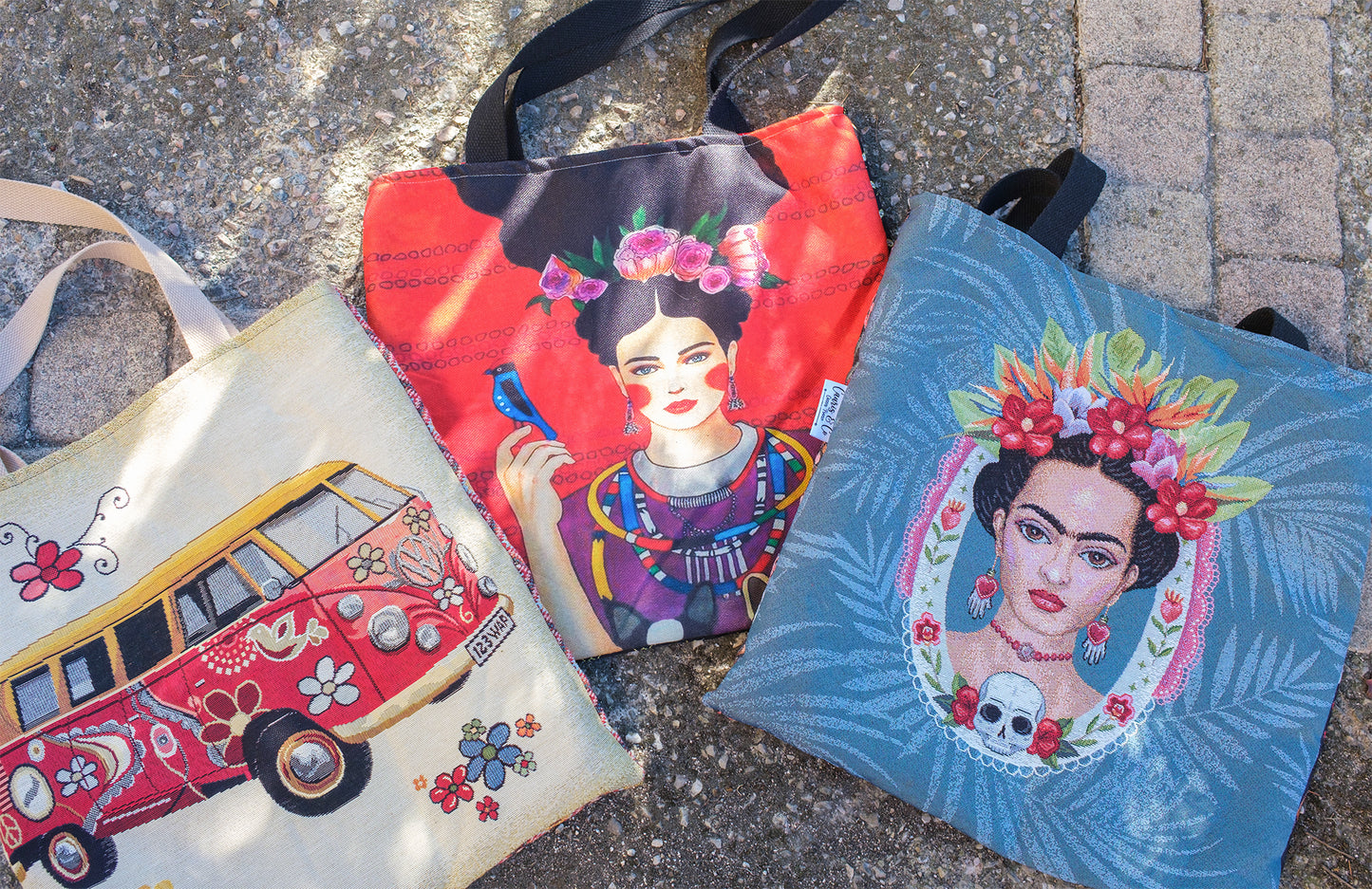 sac tote bag Frida verso mandala 45*45 cm  doublure coton hippie fait main PIECE UNIQUE - caurisandco