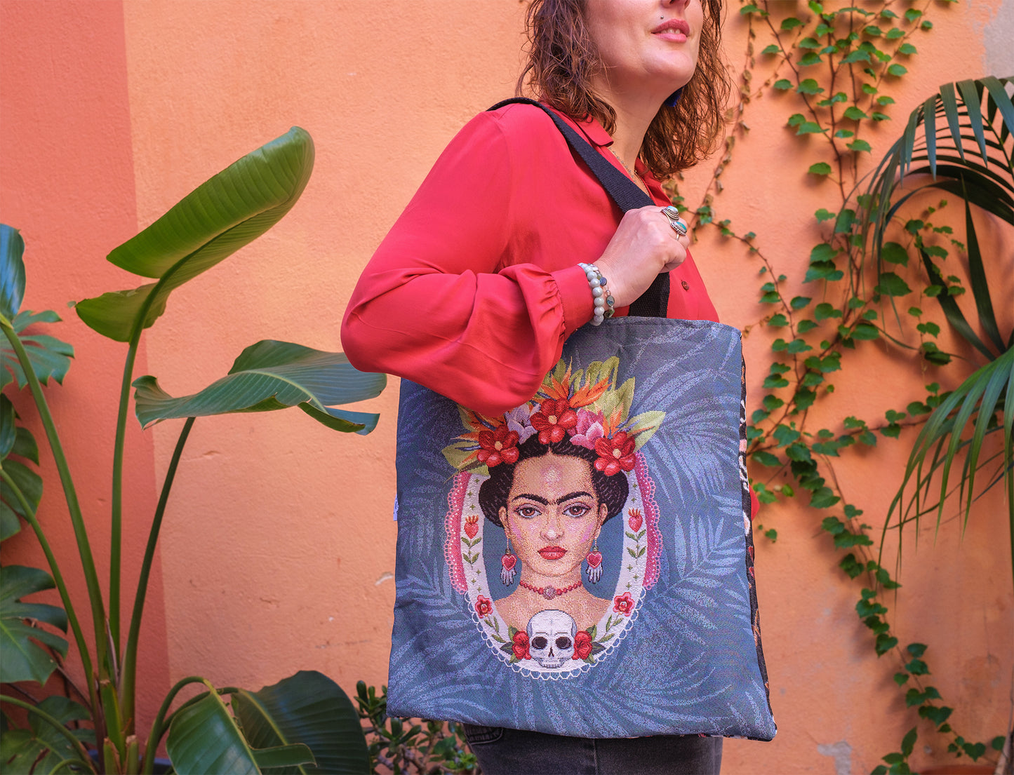 sac tote bag Frida verso mandala 45*45 cm  doublure coton hippie fait main PIECE UNIQUE - caurisandco