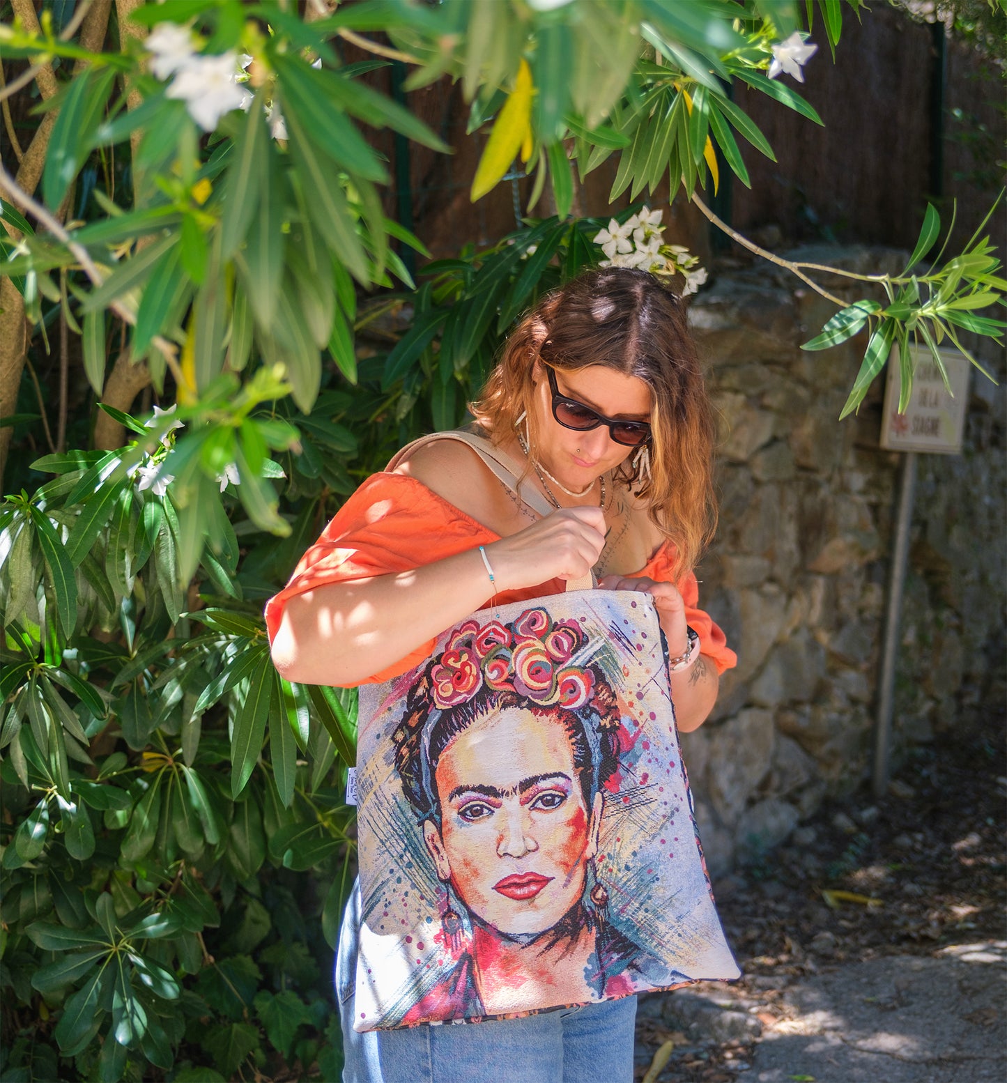 Sac tote bag femme Frida 45*45 cm doublure wax PIECE UNIQUE - caurisandco