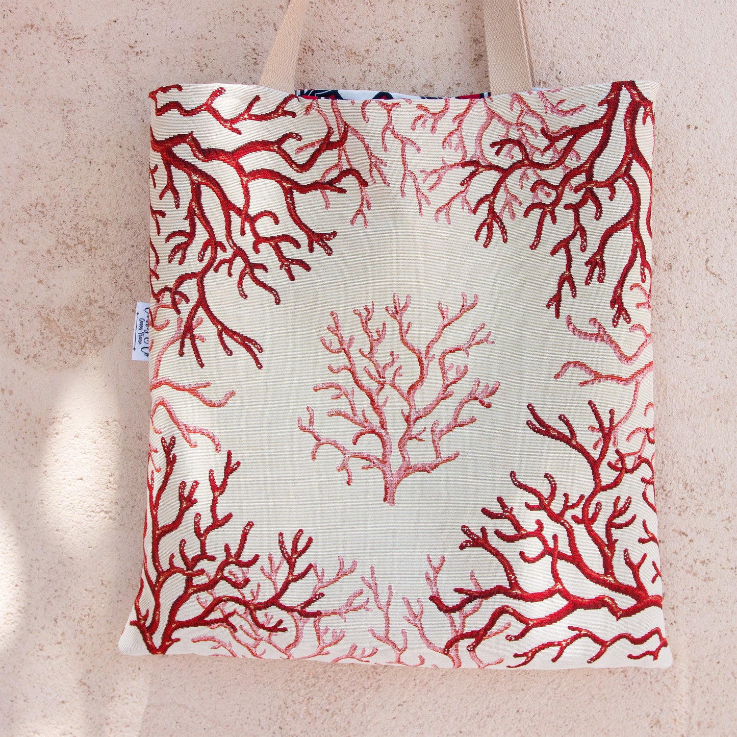 Tote Bag Femme Corail en Jacquard Tissé en France & Doublure Wax Pièce Unique