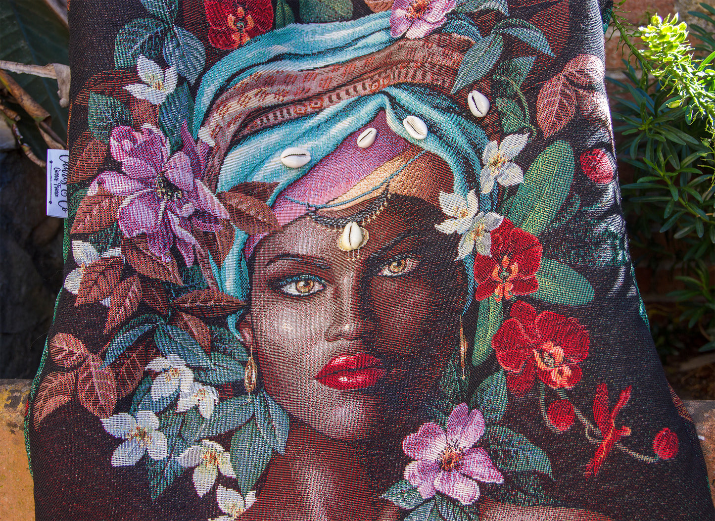 Sac tote bag femme ethnique 45*45 cm doublure batik PIECE UNIQUE - caurisandco