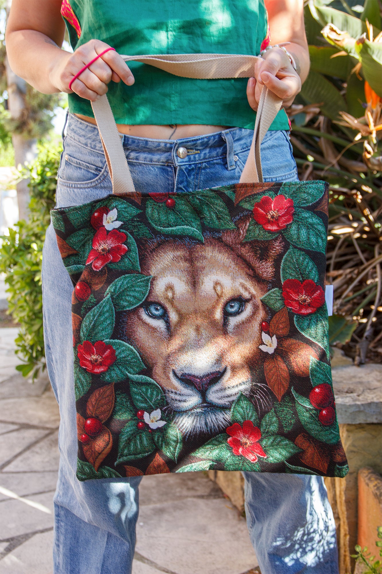 Sac tote bag femme ethnique 45*45 cm doublure batik PIECE UNIQUE - caurisandco