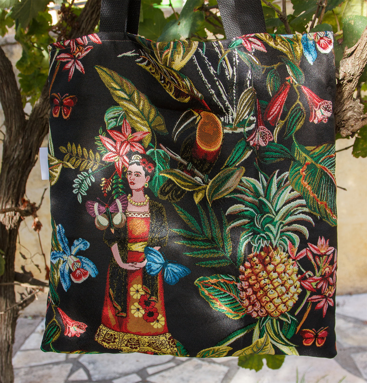 Tote bag femme Frida Kahlo rouge 45 × 45 cm, pièce unique