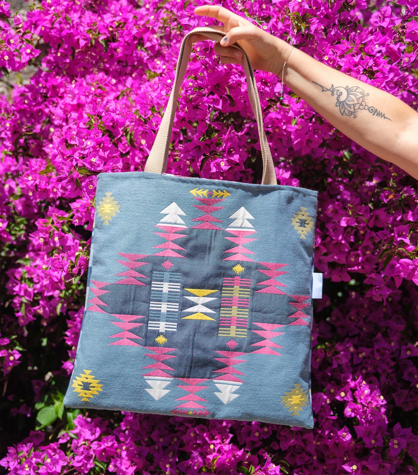 Sac tote bag van life bleu doublure liberty 45*45 cm - caurisandco