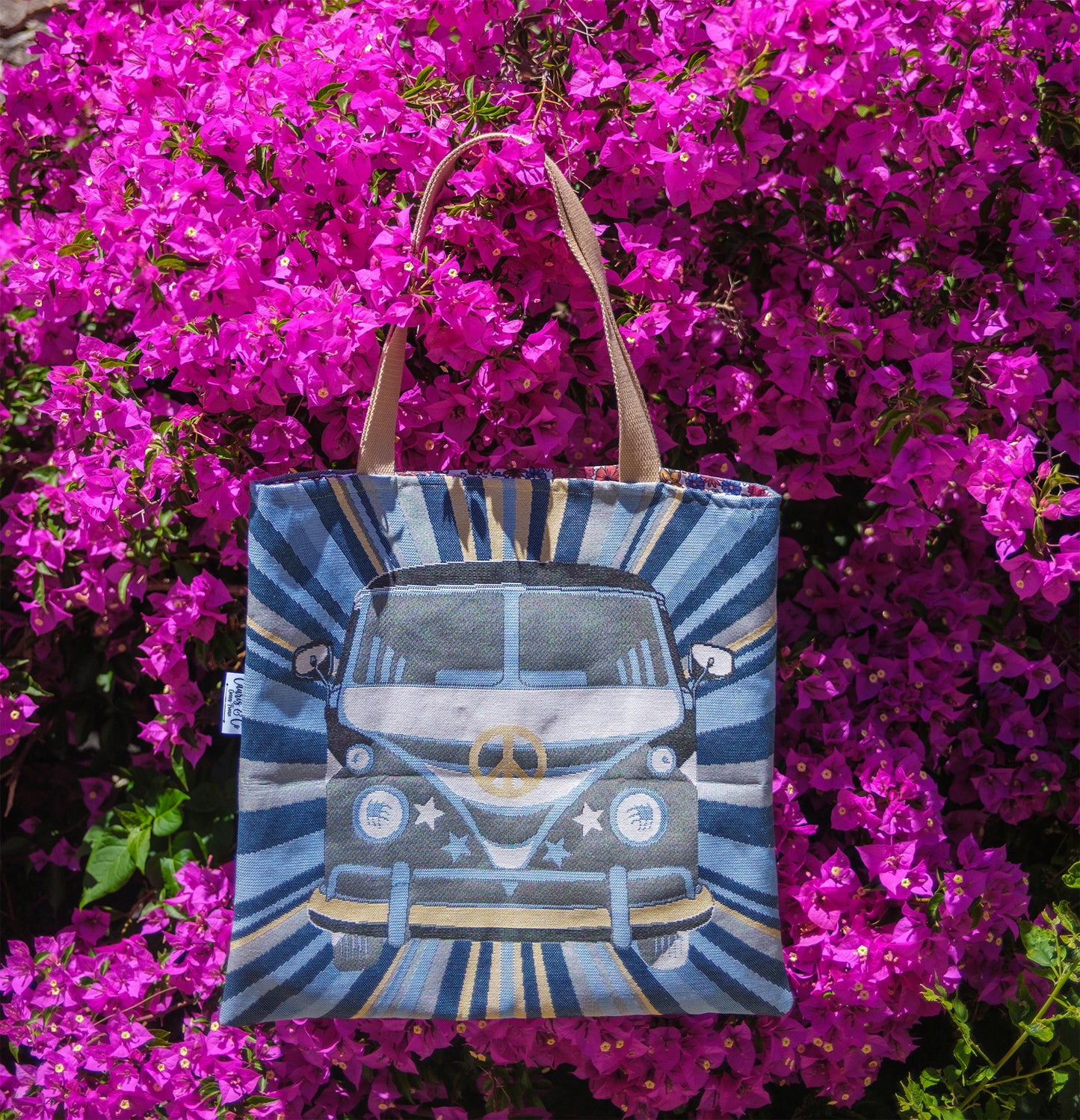 Sac tote bag van life bleu doublure liberty 45*45 cm - caurisandco