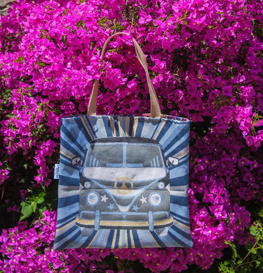 Sac tote bag van life bleu doublure liberty 45*45 cm