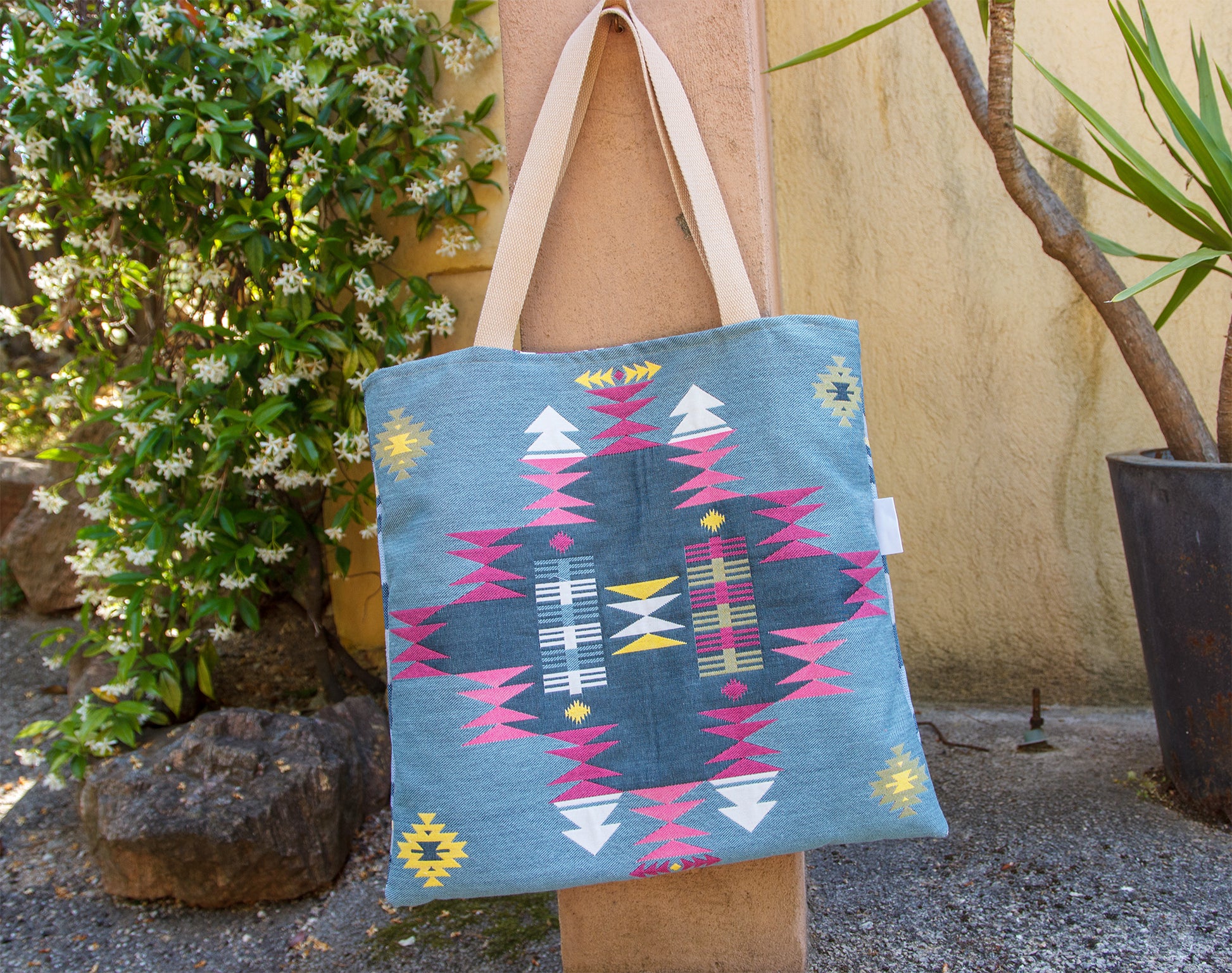 Sac tote bag van life bleu doublure liberty 45*45 cm - caurisandco