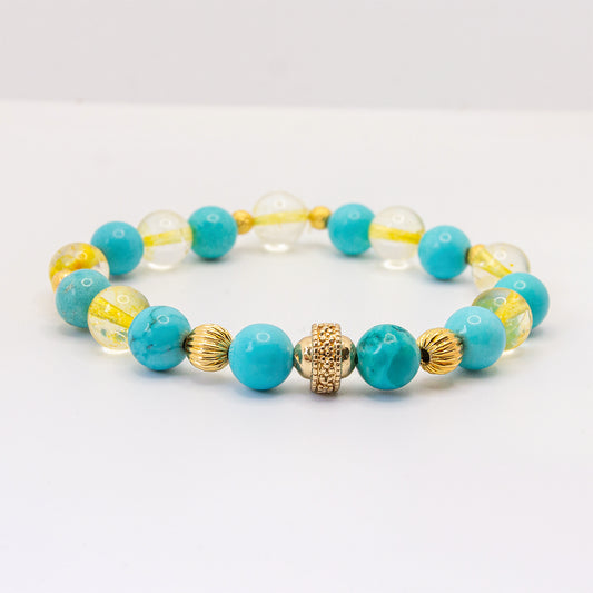 bracelet howlite turquoise citrine  fait main piece unique - caurisandco