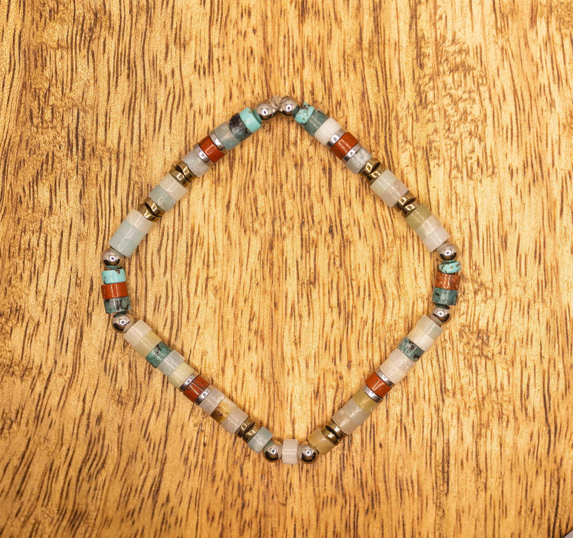 bracelet heishi  amazonite agate fait main - caurisandco