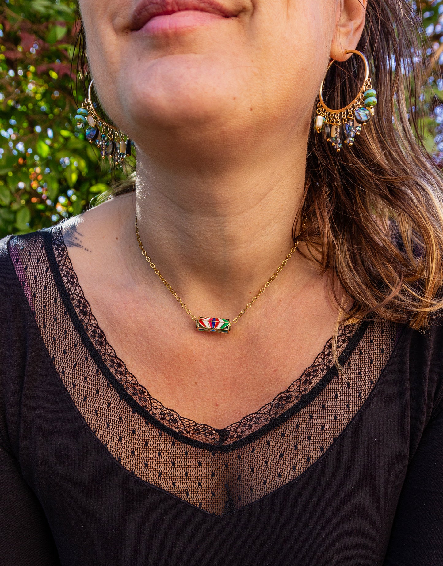 collier talisman porte bonheur oeil multicolore - caurisandco